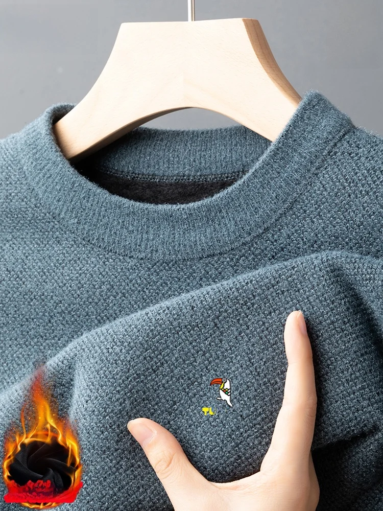 

Мужской вязаный свитер Thiened Fce на подкладке Inteated Fce с высоким воротником, зимний теплый базовый слой, повседневный Sle