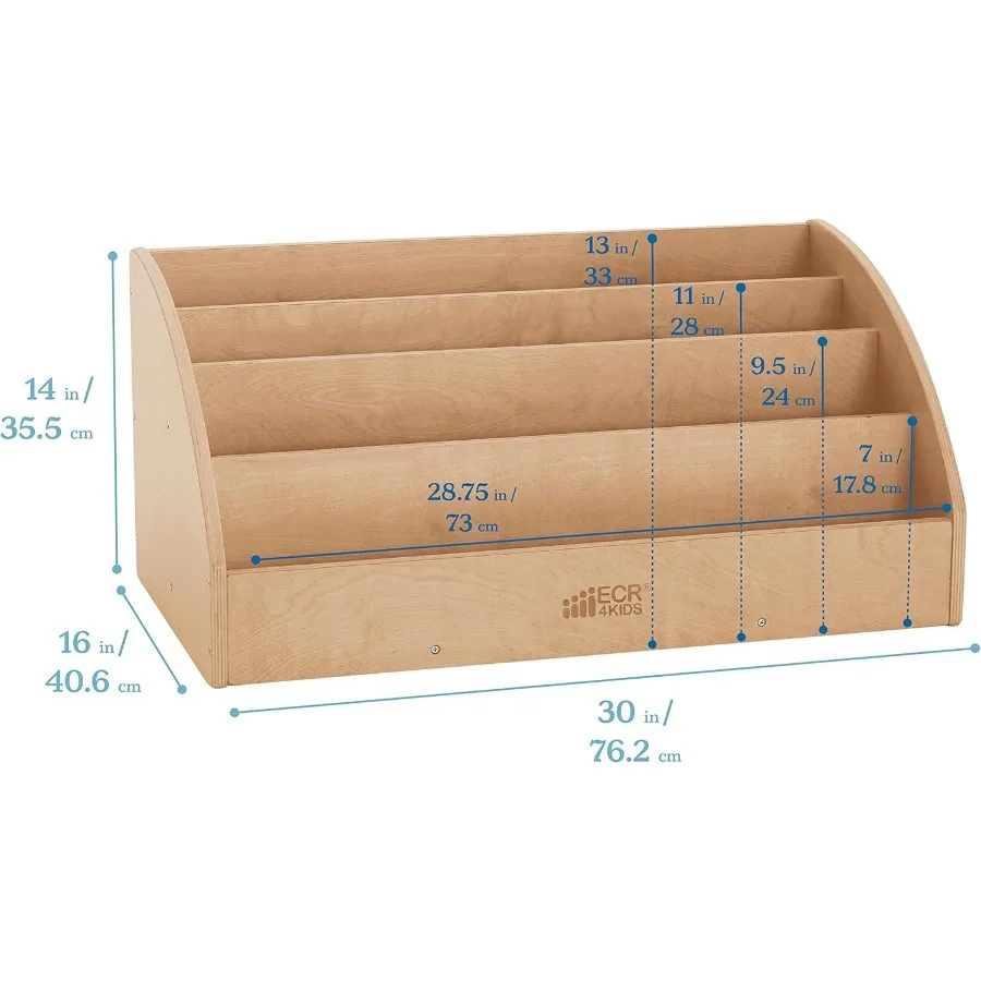 Toddler Book Display Beginner Bookshelf for 's Room Organization Natural Wooden Design with Open Shelves to Showcase Storybooks