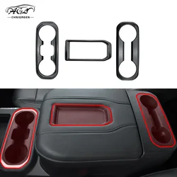 ABS Carbon Fiber Color Armrest Box Trim Cup Holder Cover for Chevrolet Silverado GMC Sierra 2019-2021