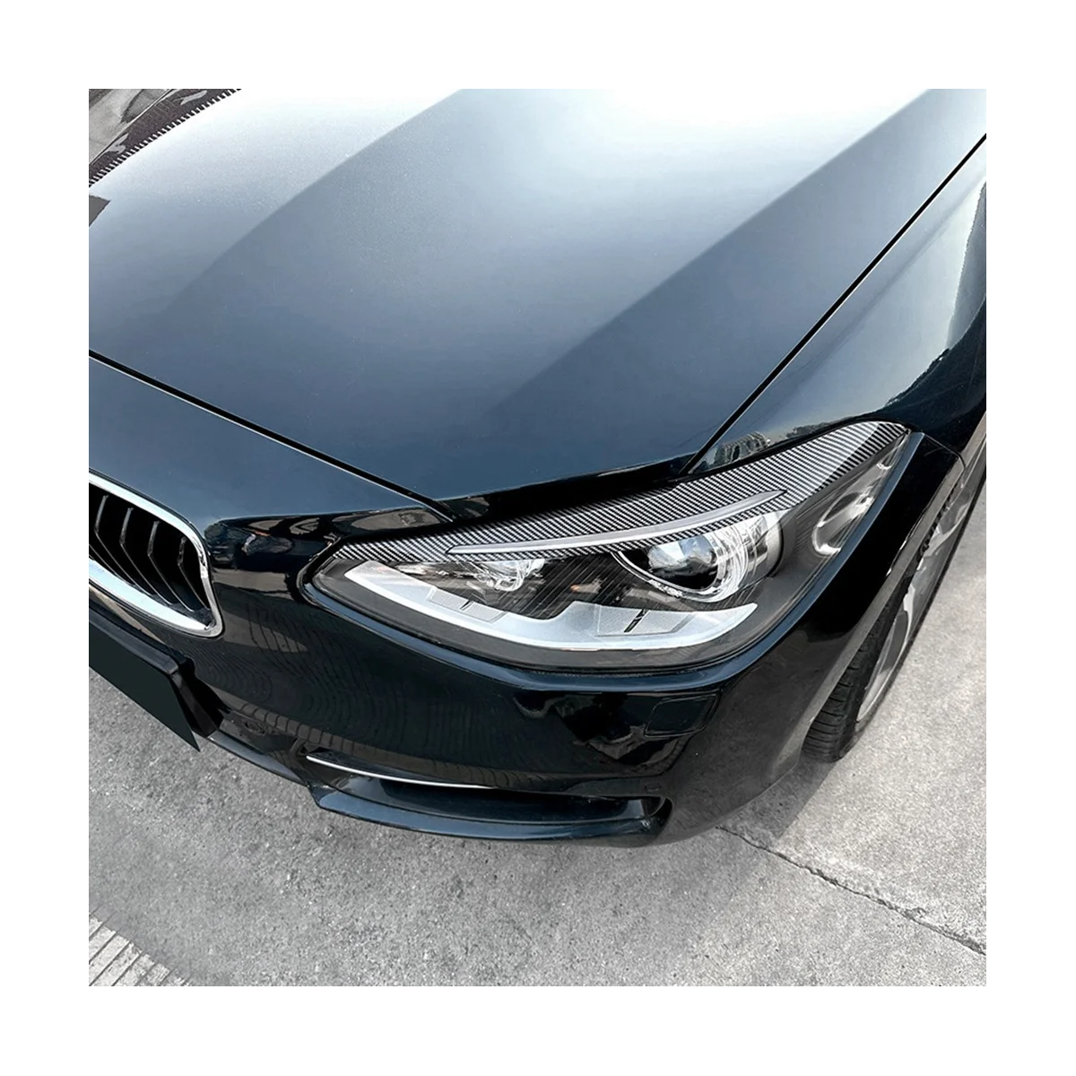 For 1-Series F20 Early 2011-2014 Carbon Fiber Front Headlight Cover Garnish Strip Eyebrow Cover Trim Sticker