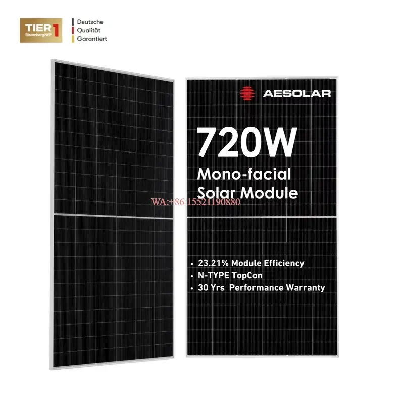 wmwmnu for AE Solar 720W TOPCon Solar Panel N Type 132 M12 Half Cells Mono Facial Single Glass Silver Frame PV Module White