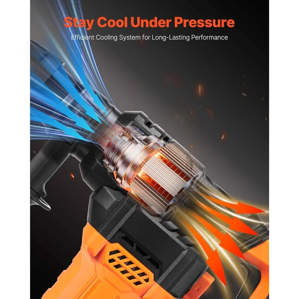 Taladro percutor rotativo SDS-Plus de alta resistencia, herramienta de demolición eléctrica con cable de 13 amperios con control de vibración y embrague de seguridad