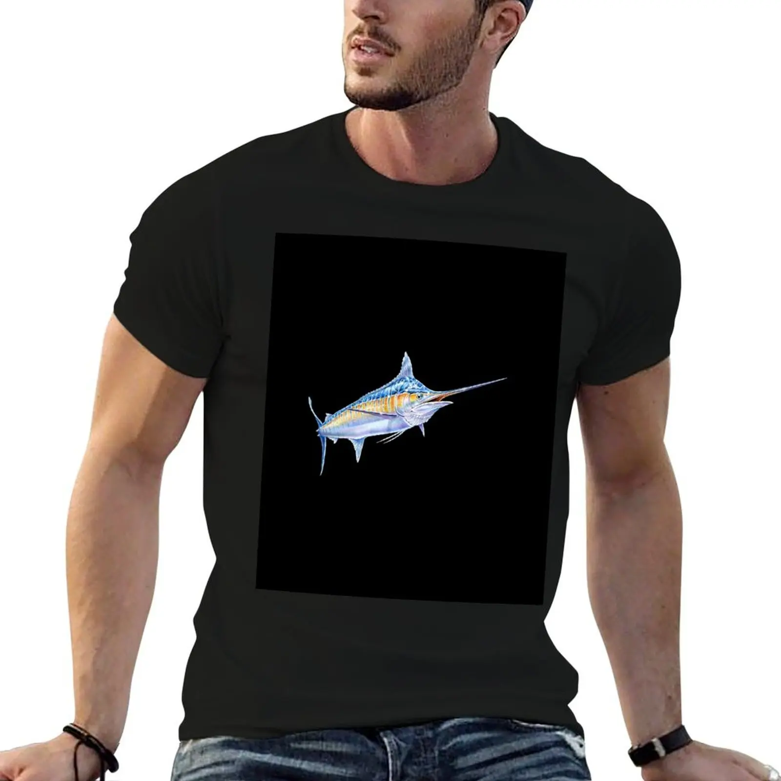 Blue Marlin T-Shirt man t shirt plus size tops tshirts for men