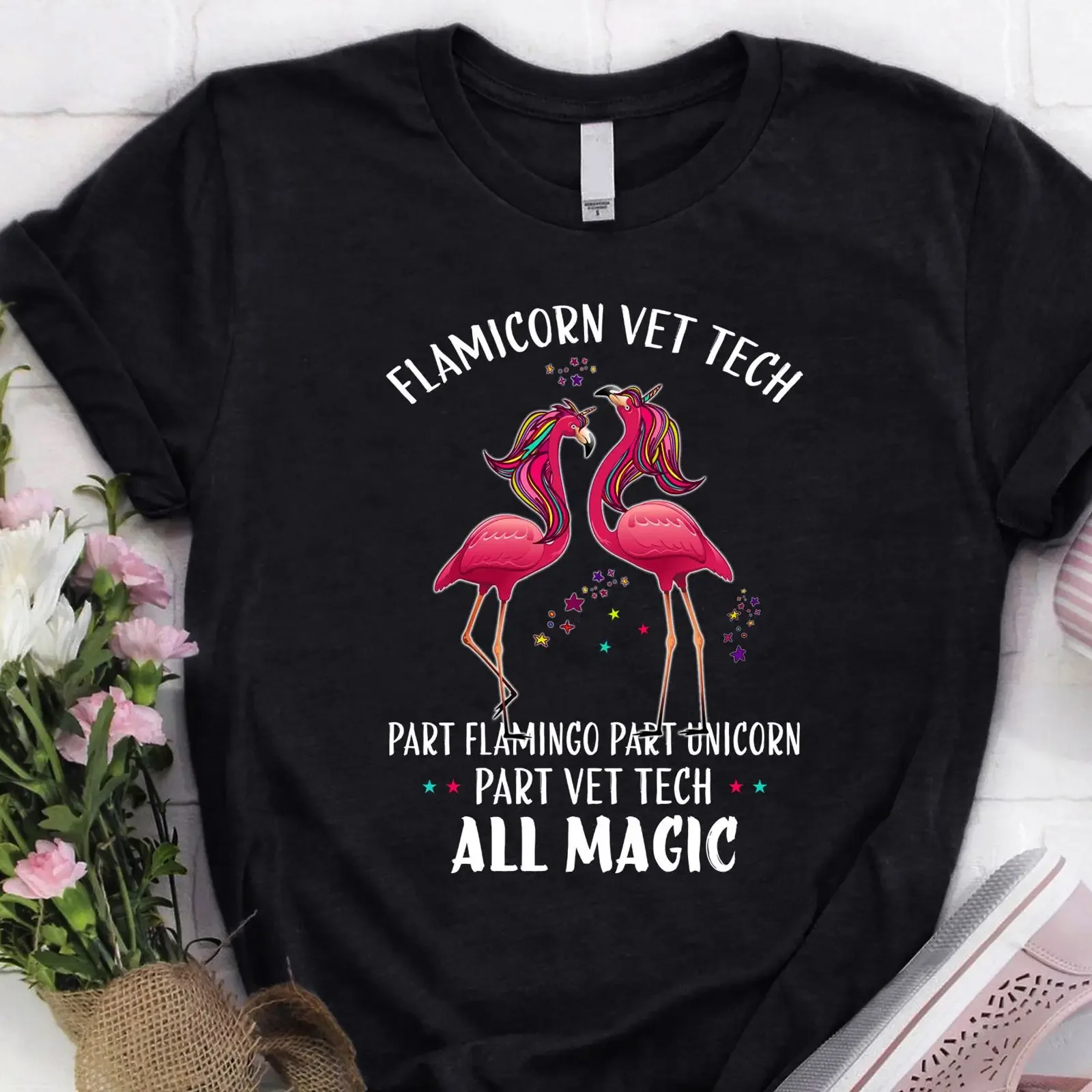 Vet Tech T Shirt Veterinarian Technician s for Flamicorn vintage Washed Casual homme Breathable Unisex Top For Everyday Wear
