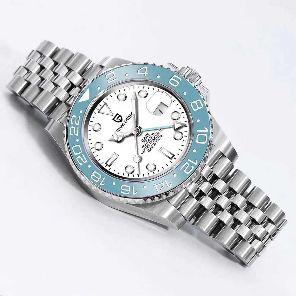 PAGANI DESIGN PD-1662 GMT Uhr Herren Luxus Saphir Automatische Mechanische Uhr 40MM Edelstahl 100M Wasserdicht Herrenuhren
