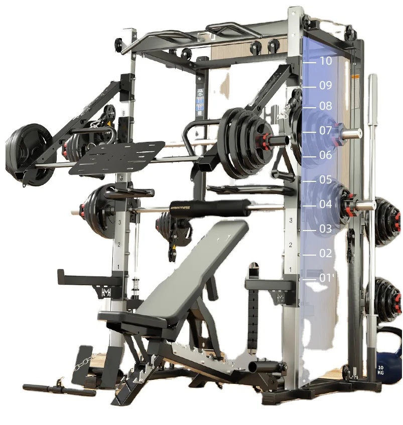 Hot Selling Multi Functional Gym Fitness Trainer Household Bench Press Barbell Frame Versatile Station Smith Machine Power Rack