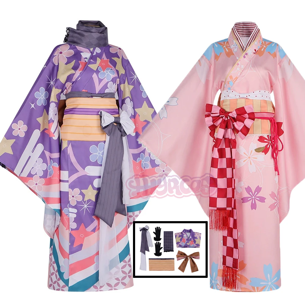 

Akemi Homura косплей кимоно Puella Magi Madoka Magica костюм униформа с принтом платье комплект вечерние игровой наряд для женщин мужчин