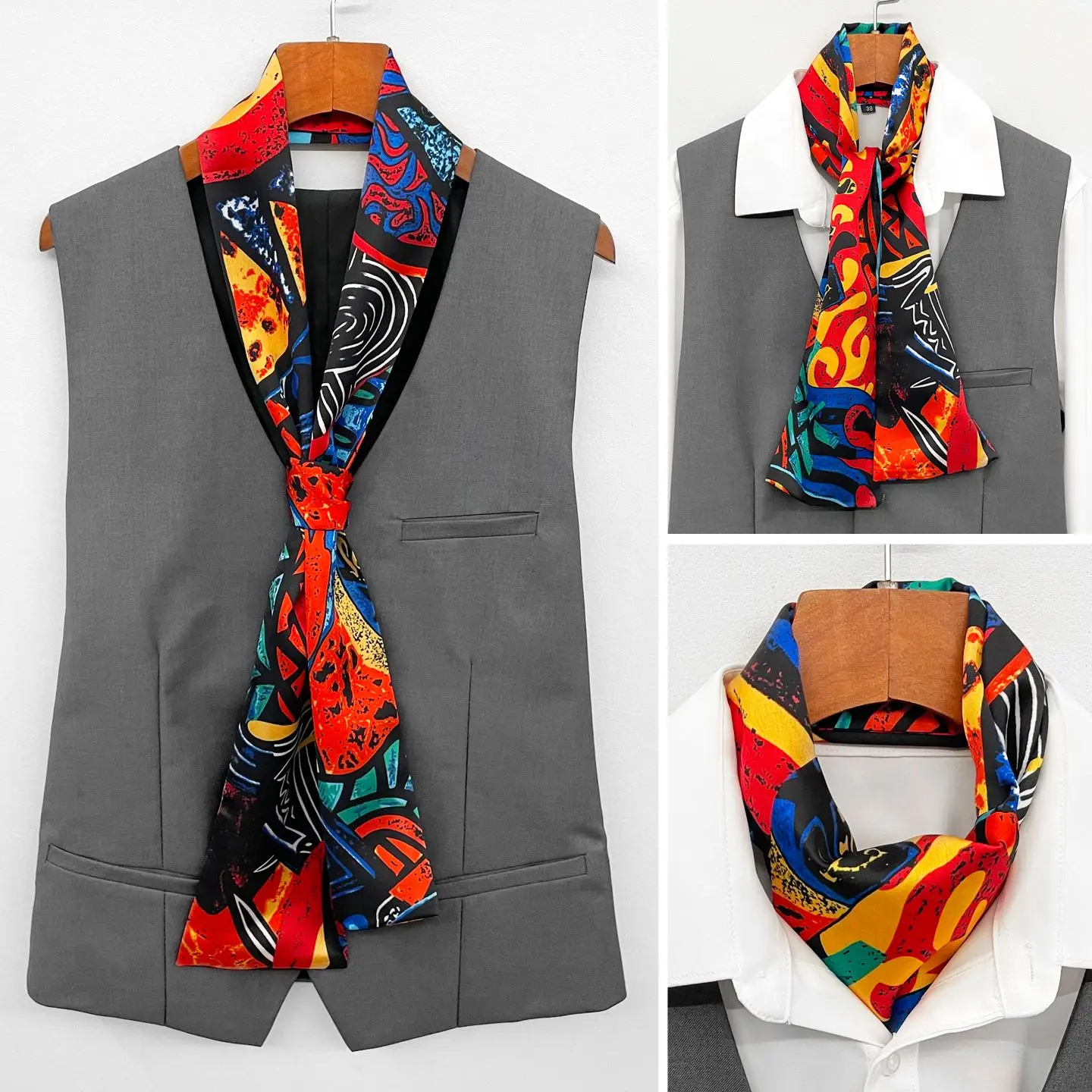 Fall  Winternew  Arrivalmen Thin Silk Scarf Spring Summer Thin Style Western Styleeasiest  Match Decoration Neck Layered Collar
