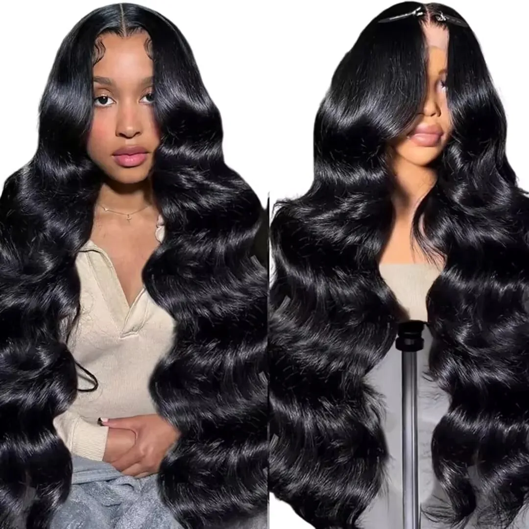 40 52 Inch 200 Density Silky Straight HD Transparent Lace Frontal Wigs 13x6 Lace Front Human Hair Wig Brazilian Natural Black