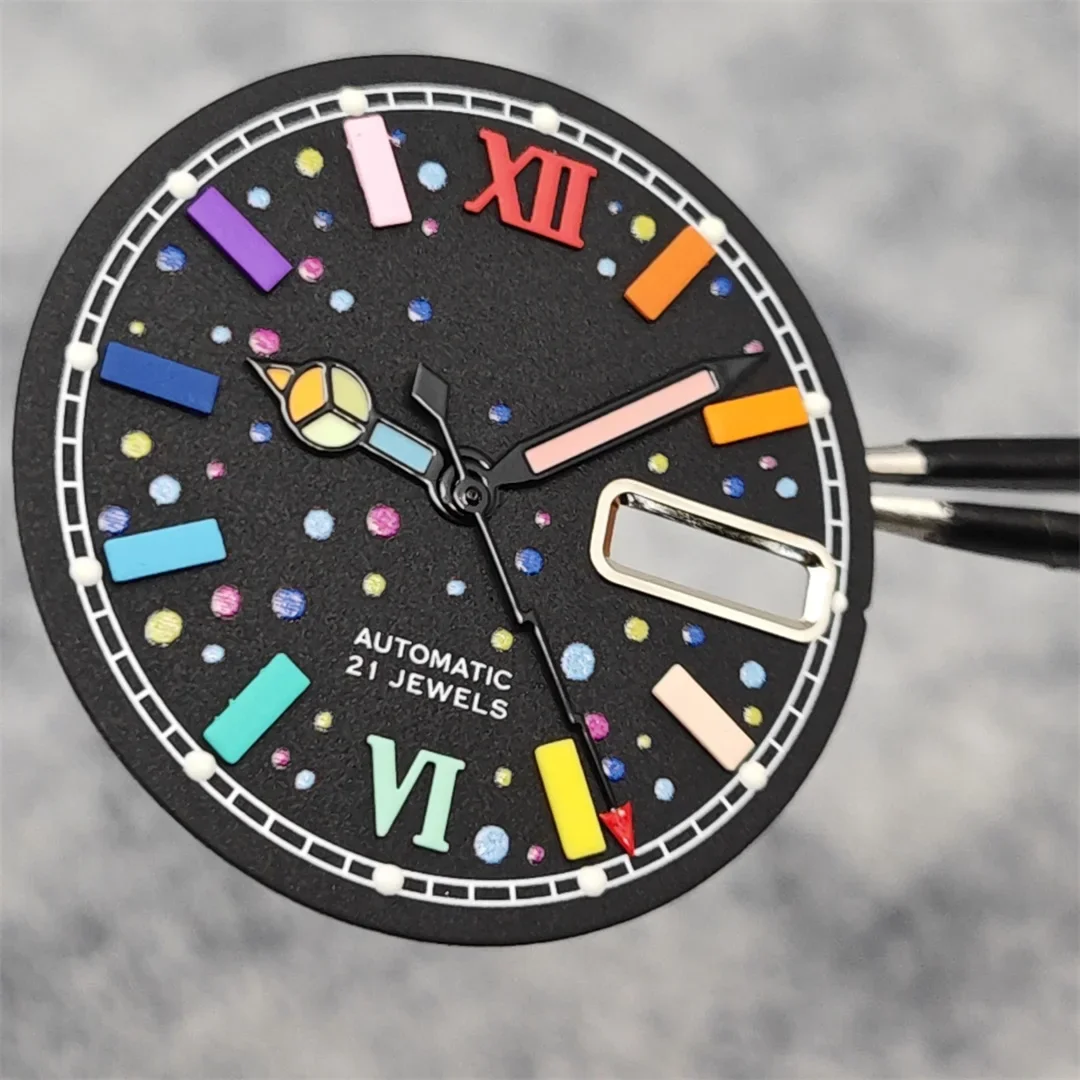 Modification NH35 Watch Dial + Watch Hands Set 28.5mm Color Diving Surface Dial Watch Accessories for NH35 / NH36 Movement