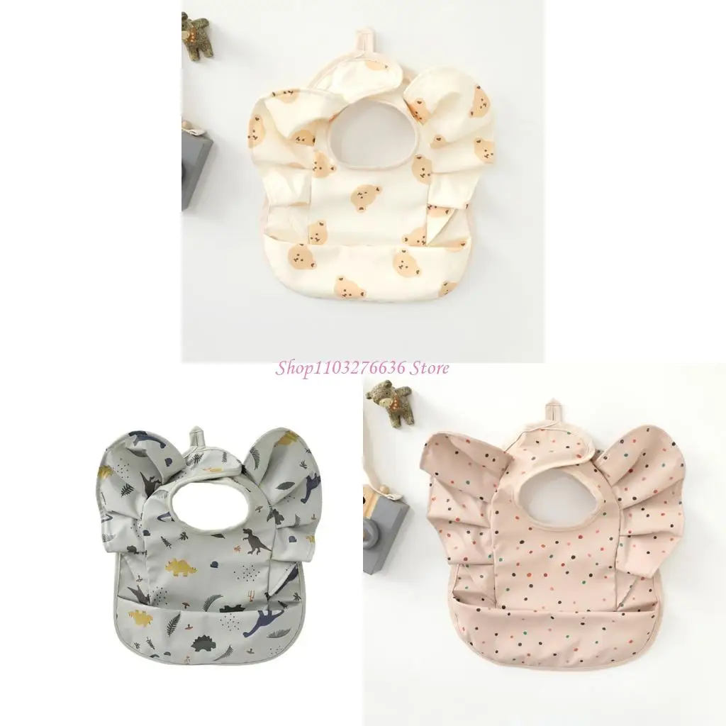 

R6FD Adjustable Baby Feeding Bib Soft Lightweight Travel Friendly Winged Design Burping Cloth Easy Wipe for Toddler