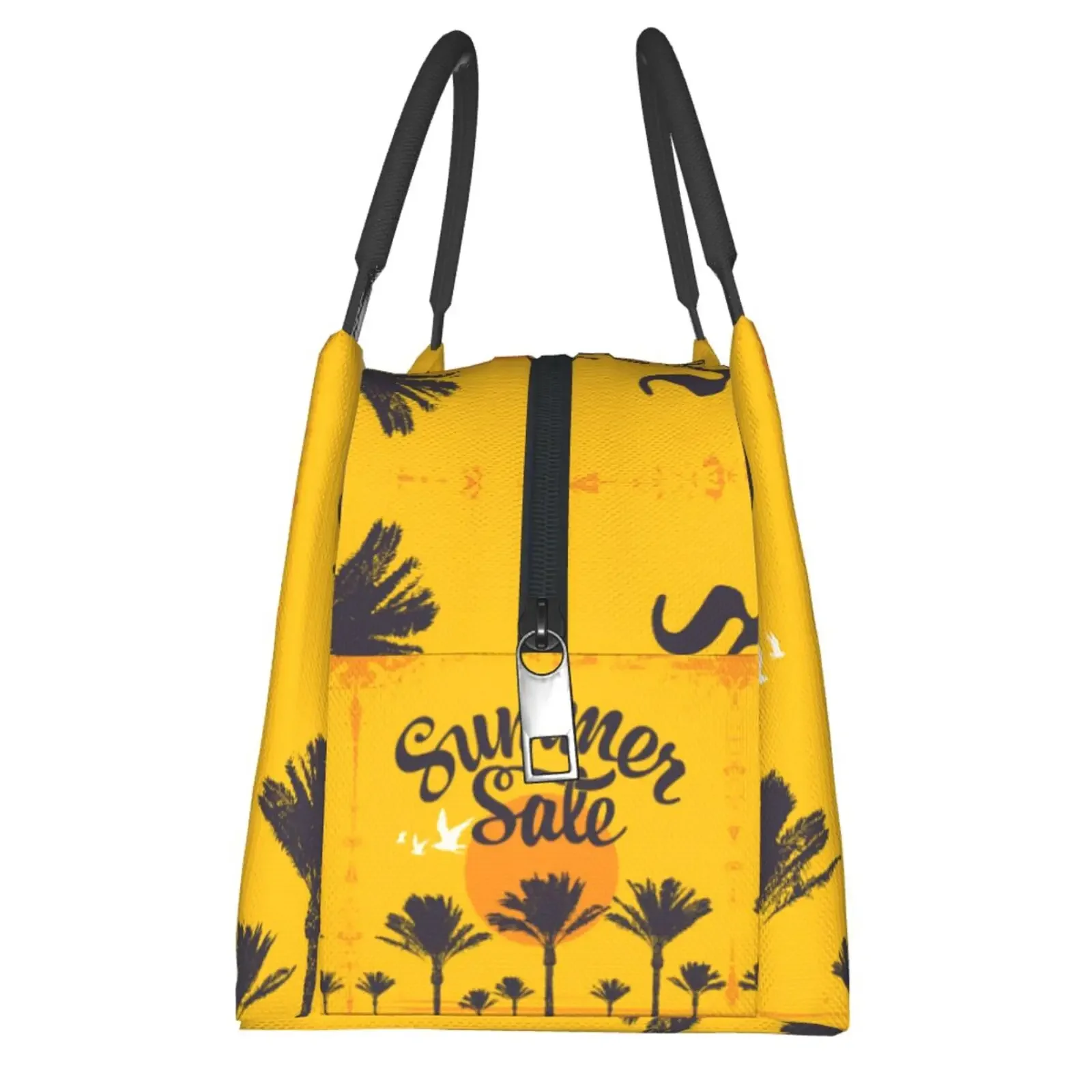 Bolsa de almuerzo de puesta de sol de verano para niños, hombres y mujeres, bolsa de caja de almuerzo de Color amarillo para escuela al aire libre, Picnic, trabajo, Bento, talla única