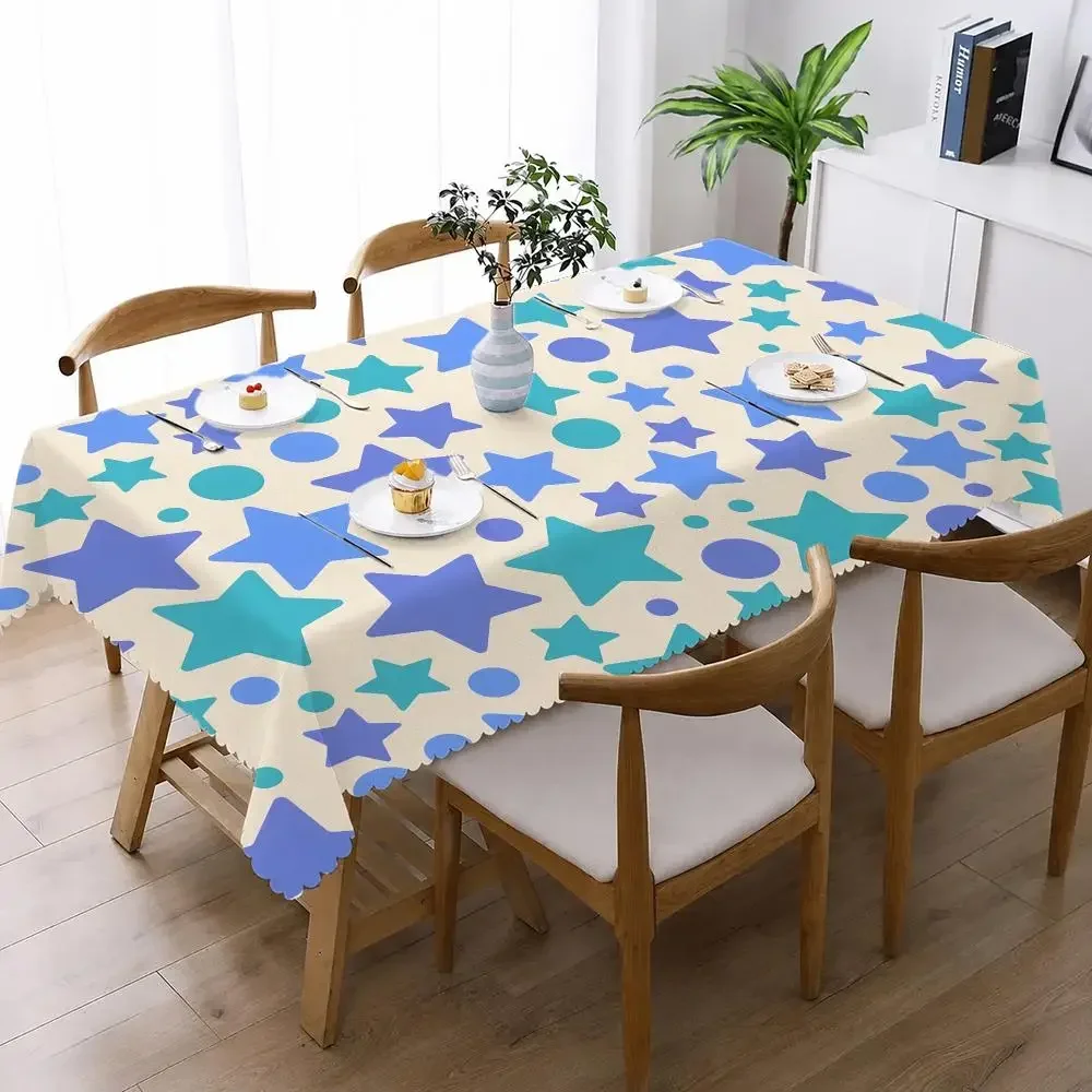 Doodle Heart Flower Table Cloth Reusable Rectangular Tablecloth for Party Gathering Indoor Outdoor Picnic Dining Table Decor