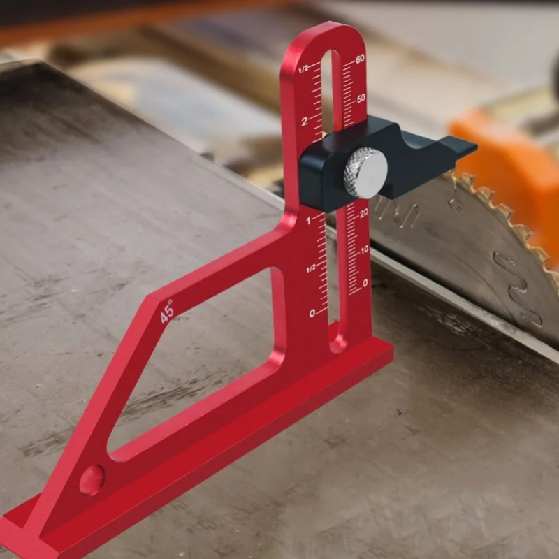 Table Saw Height Gauge Aluminum Alloy 0 To 60mm 45° Multifunctional Woodworking Tool Setting Gauge Depth Measuring Tool