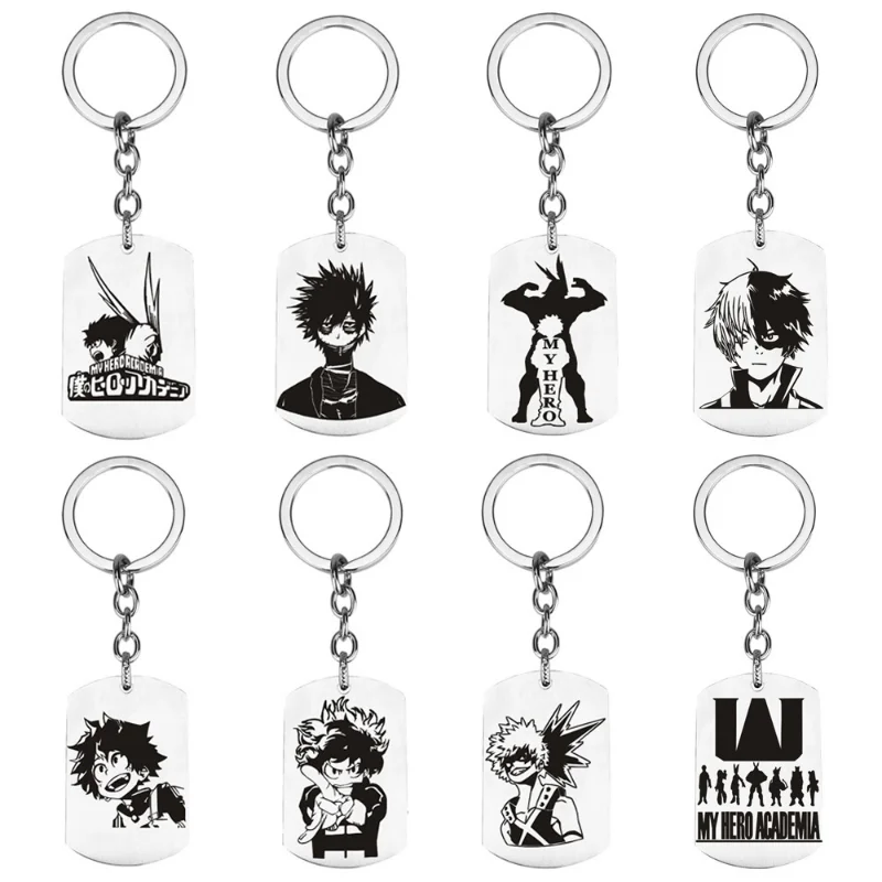 My Hero Academia KeyChain Women Midoriya Izuku Key Chain for Men Stainless Steel Key Ring Party Pendant Japanese Cos Girls Gift