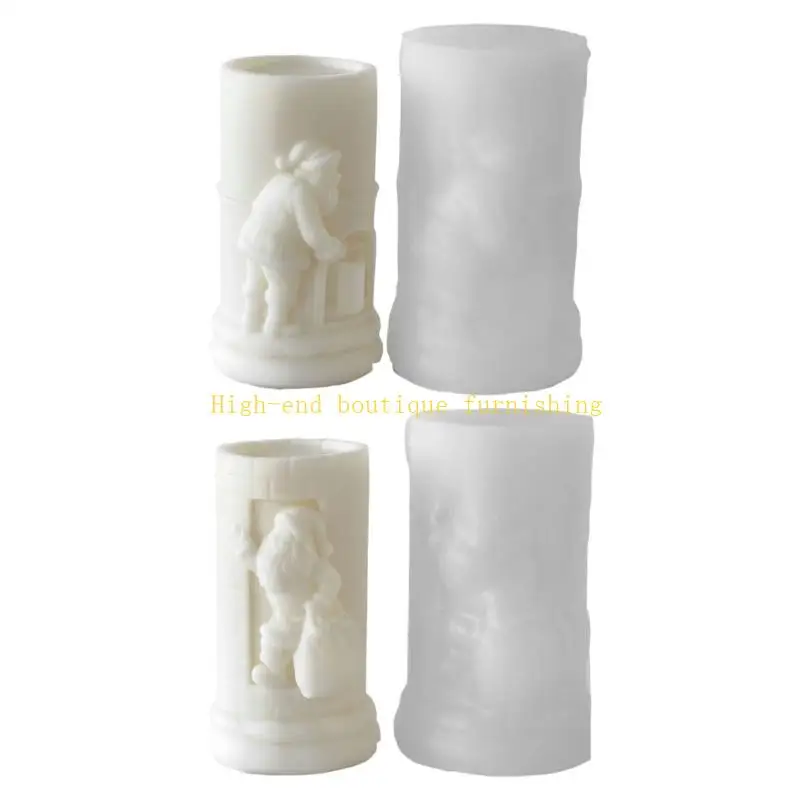 

L9NB Безопасная пищевая силиконовая форма для свечей Санта-Клауса с детальным тиснением, принадлежности для рукоделия