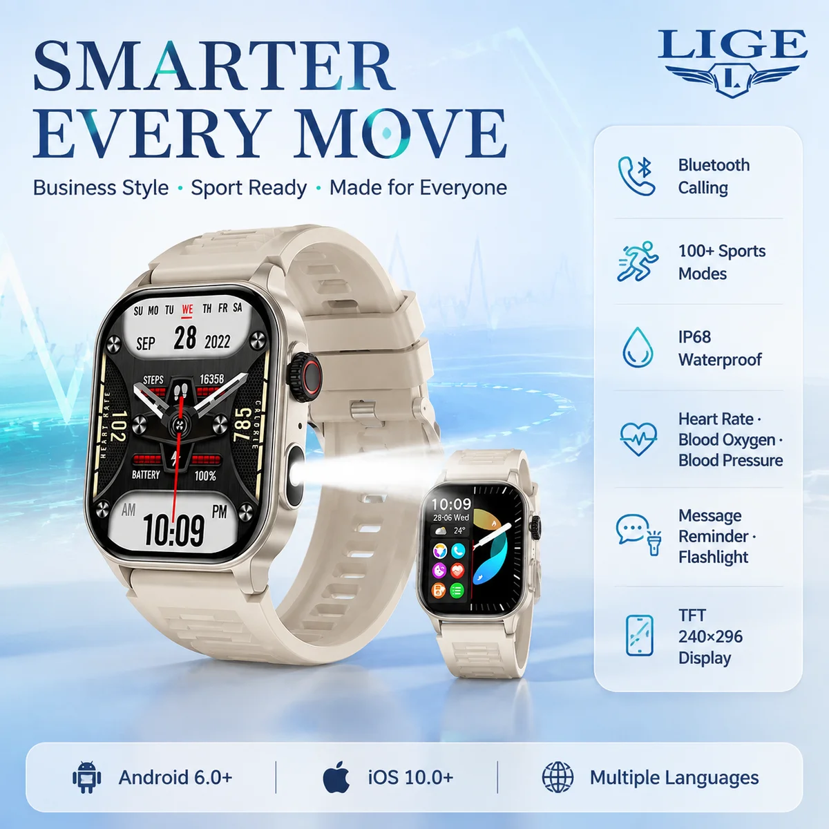LIGE New Smart Watch For Men Women 2.01