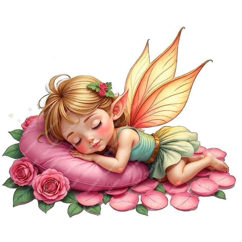 Three Ratels CF93 Sweet Sleeping Pink Fairy Cartoon Stickers for Home Decoration Car hood decals