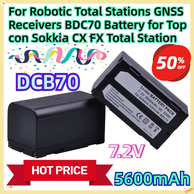 

For Robotic Total Stations GNSS Receivers 5600mAh BDC70 Battery for Topcon Sokkia CX FX Total Station