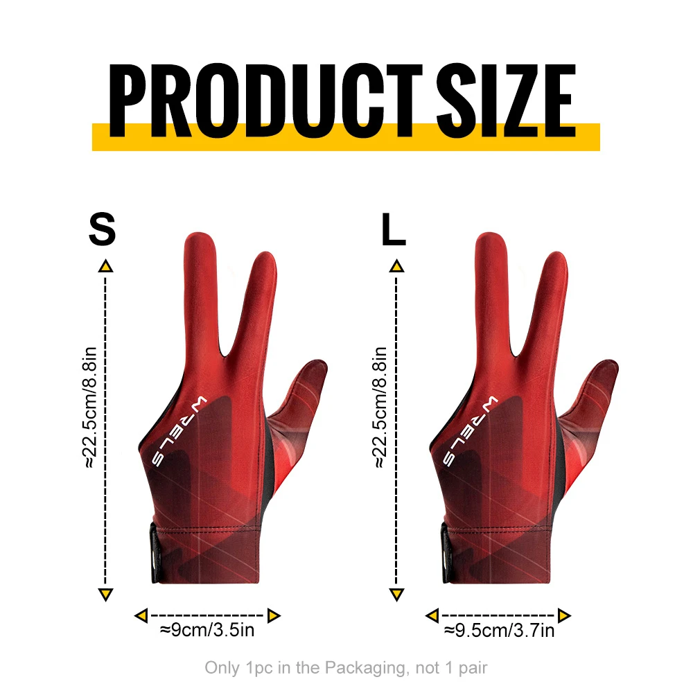 WRELS 1pc Guanto da biliardo professionale Guanto da biliardo ad alta elasticità con 3 dita Guanto da biliardo regolabile antiscivolo traspirante