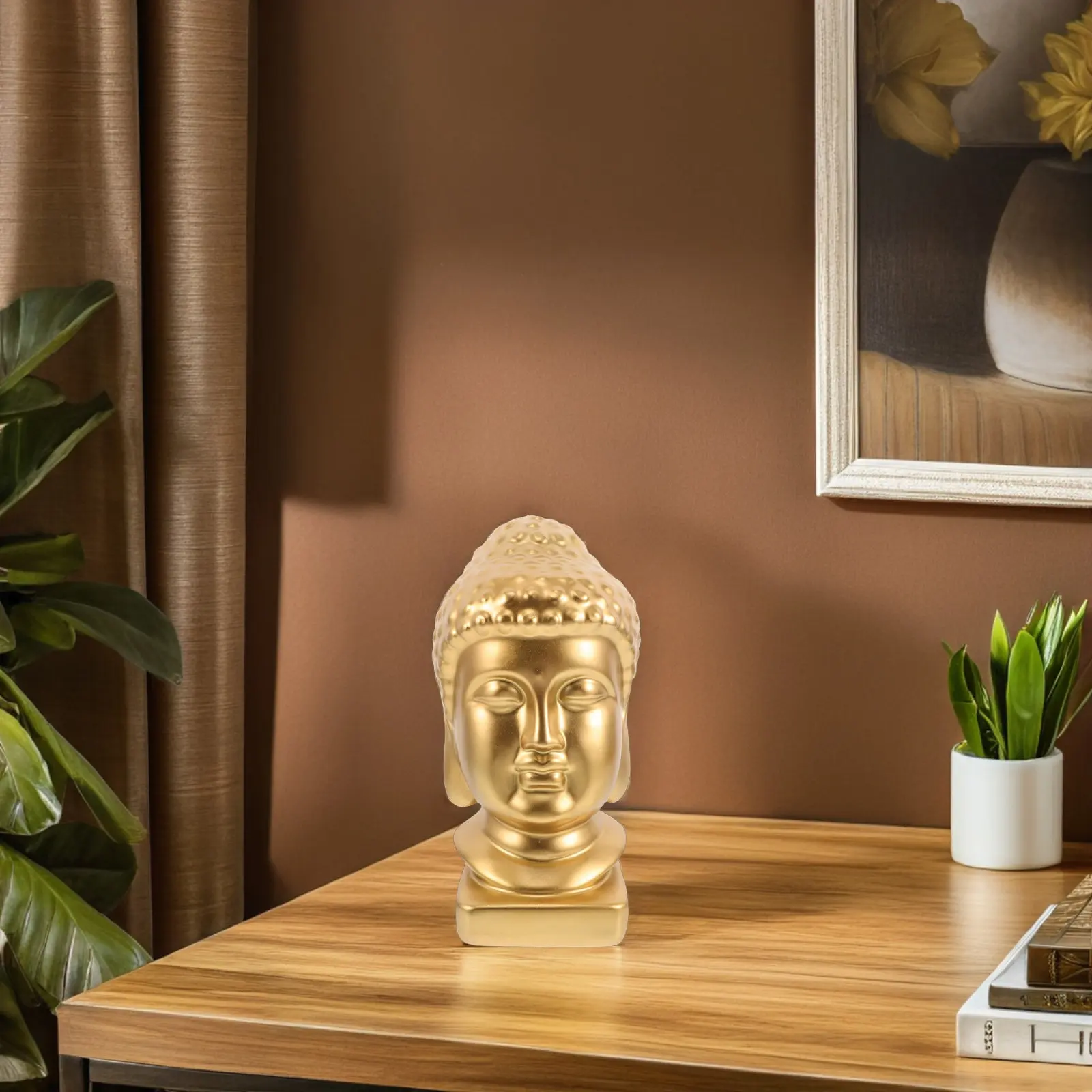 Resin Buddha Head Art Statue Elegant Detailed Sculpture for Living Room Entryway Meditation Feng Shui Spiritual Decor Home view 2