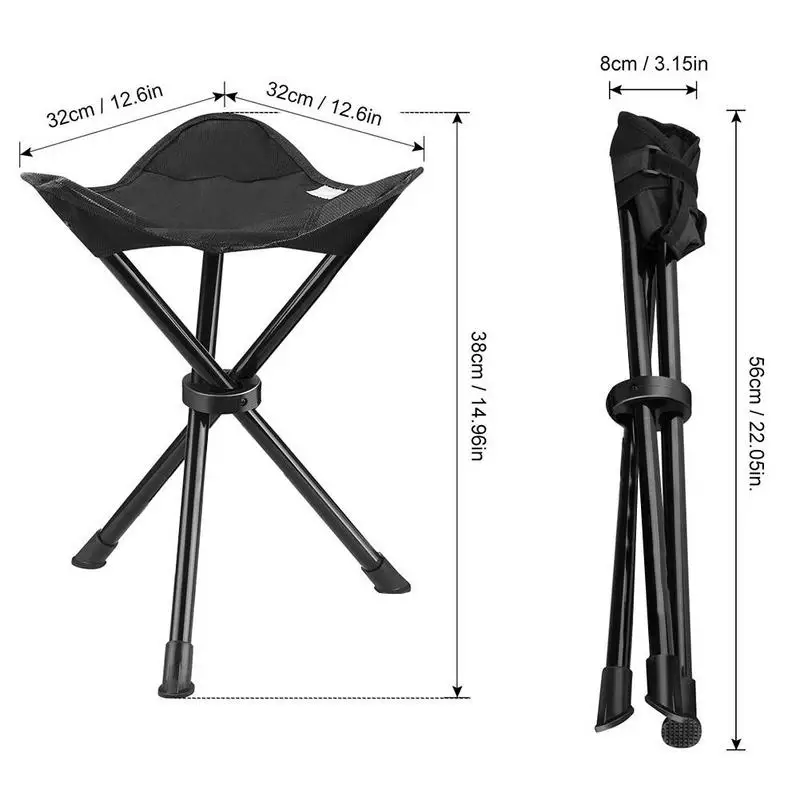 Folding Picnic Camping Stool Portable Tripod Stool Folding Chair  with Carrying Case Picnic Camping Stool 200 lbs Capacity