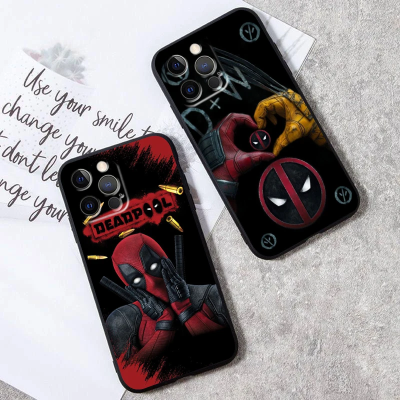 Marvel Wolverine Deadpool Love For Apple iPhone 16 15 14 13 12 11 XS XR X Pro Max Plus Mini Black Cover Phone Case