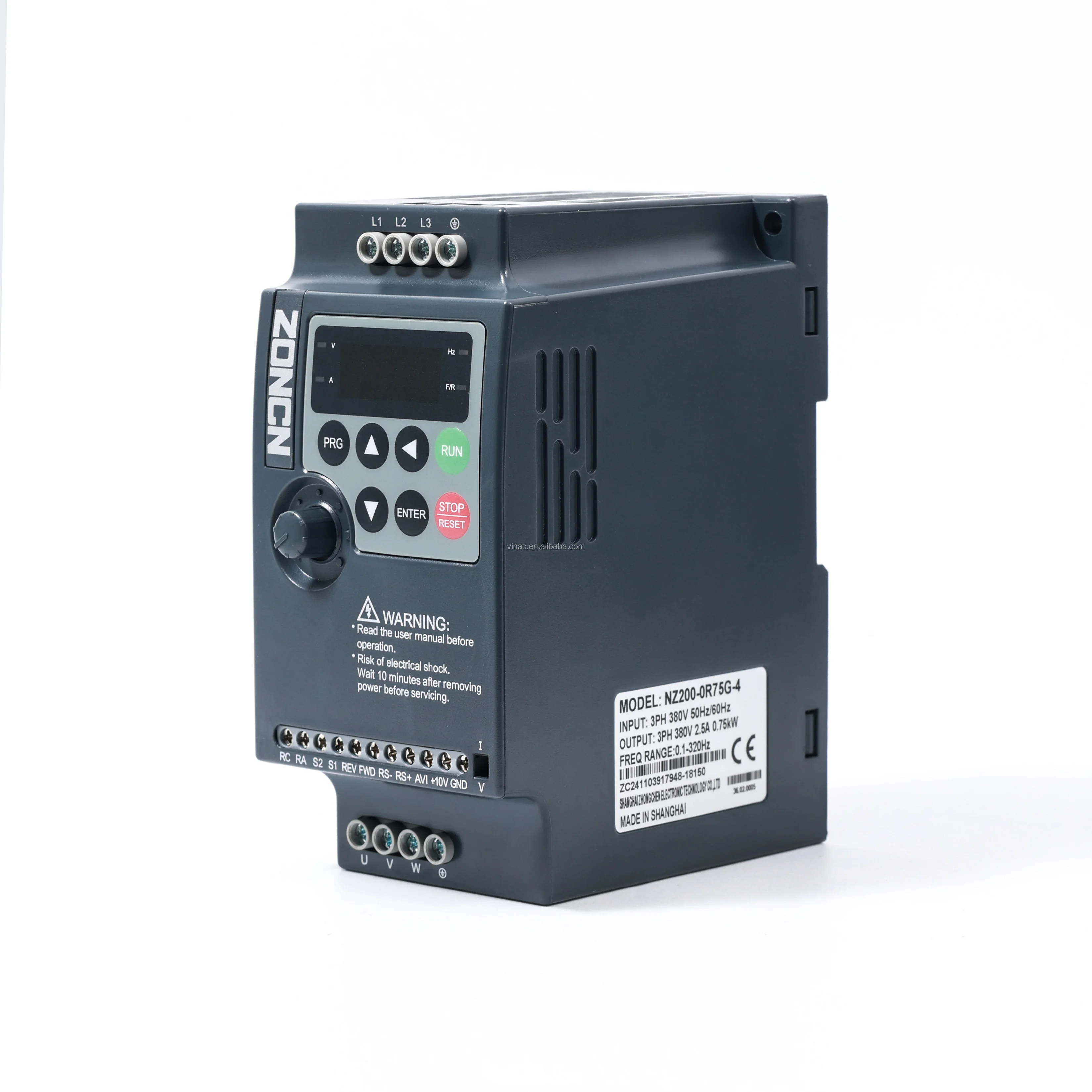 Single Three-Phase 0.75kW VFD AC Drive Motors 220V 380V Frequency Inverter with 110V 200W Rated Power for Compressors 750W