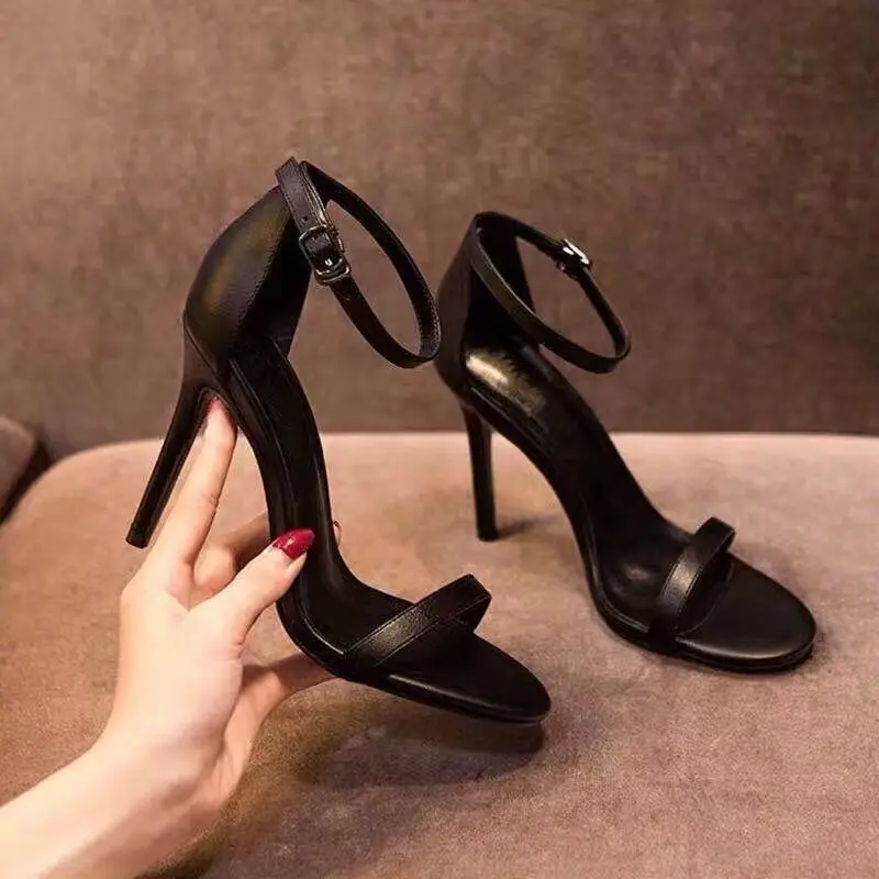 Women Sandals Ankle Lace Shoes Sexy Open Toed High Heel Sandals Party Wedding Women High Heels Luxury Black