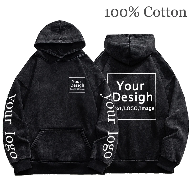 Your Own Design Brand Logo/Picture Hoodies Men Women Custom Text DIY Sweatshirt 100%Cotton Casual Vintage Hoody Fashion New