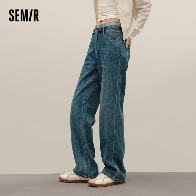 Semir 2023 Women Jeans Autumn New High-waisted Wide-leg Pants All-match Trousers for Women