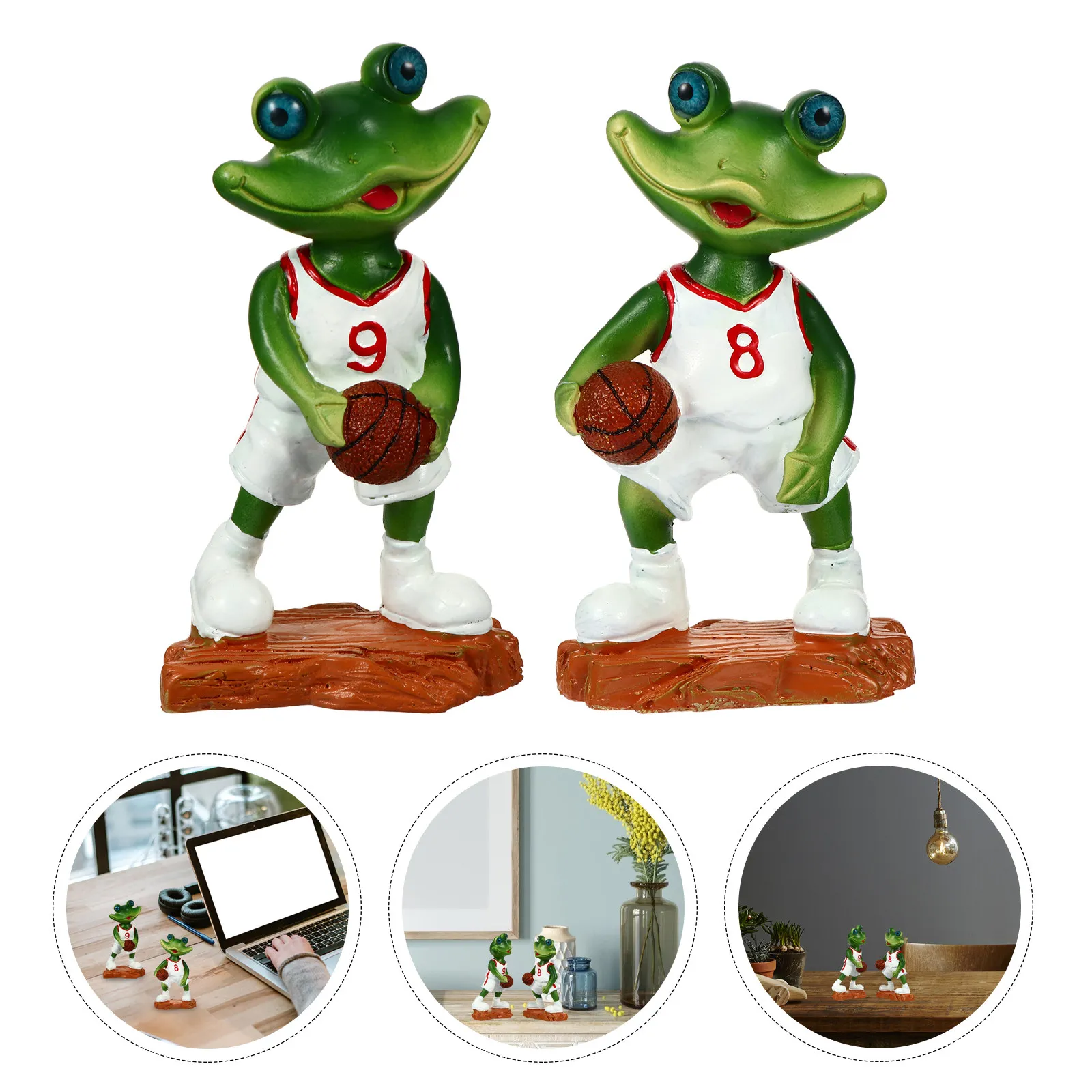 

2Pcs Basketball Frogs Resin Home Ornaments Chic Desk Decor for Living Room Bedroom Study Tabletop Terrarium Bottle DIY