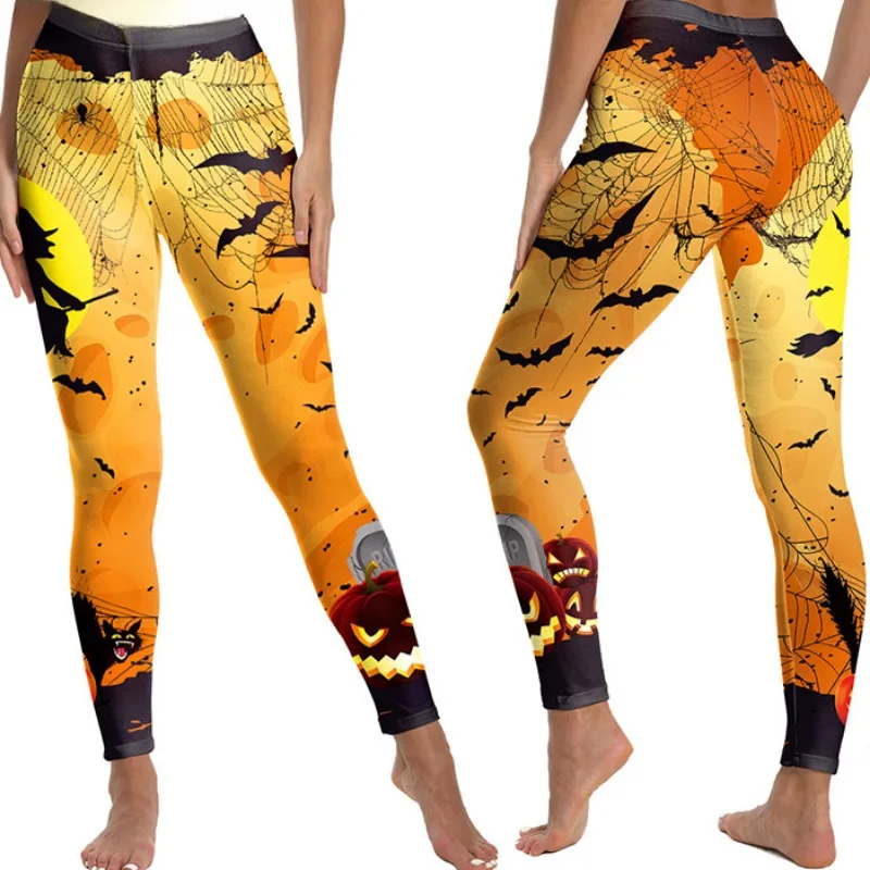 Legging d'Halloween en Toile d'Araignée pour Femme, Noir, Gothique, Taille Haute, Pantalon de Course, 03/Fitness, Années 90