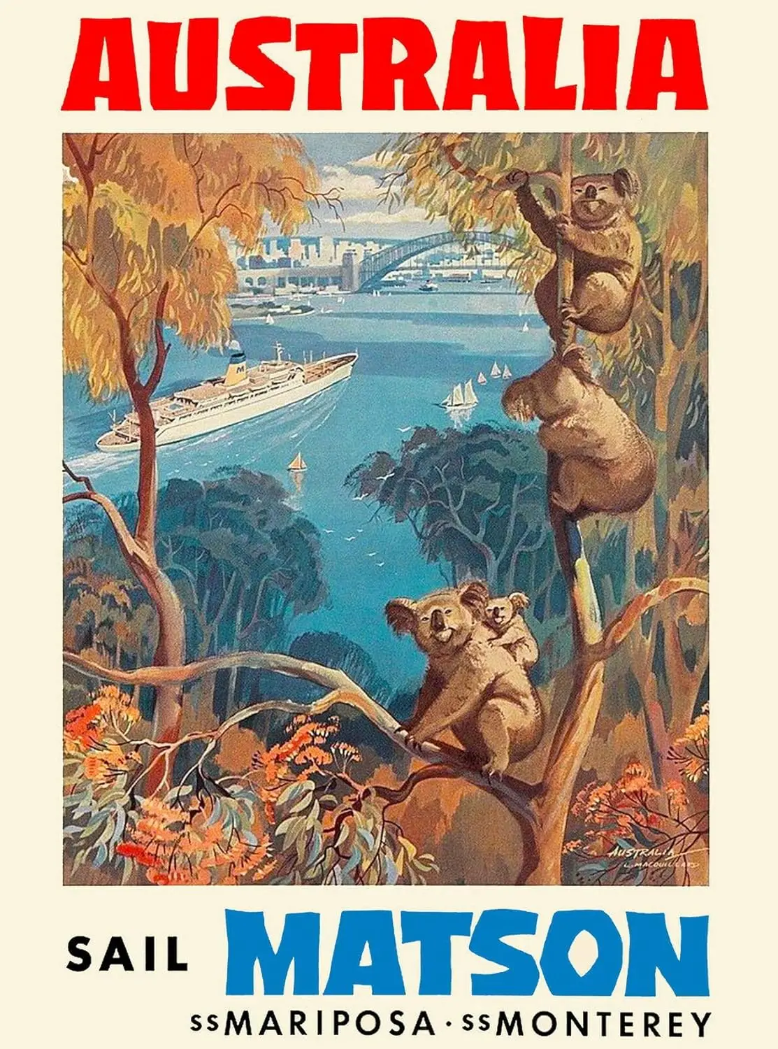 Wall Art Metal Hanging Sign Australia Australian Sail Matson Ship Vintage Travel Advertisement Art Metal Poster Vintage Wal sign