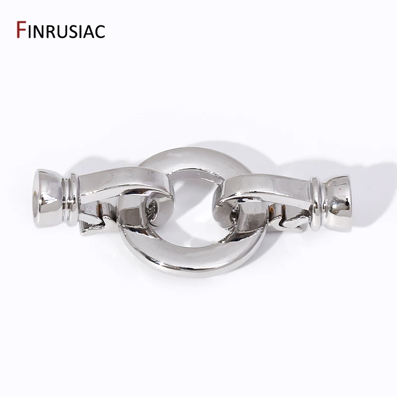 18K Gold Plated Brass Round Pearl Clasps Connector Fastener,Closure Lock Clasps For DIY Jewelry Making Findings Supplies