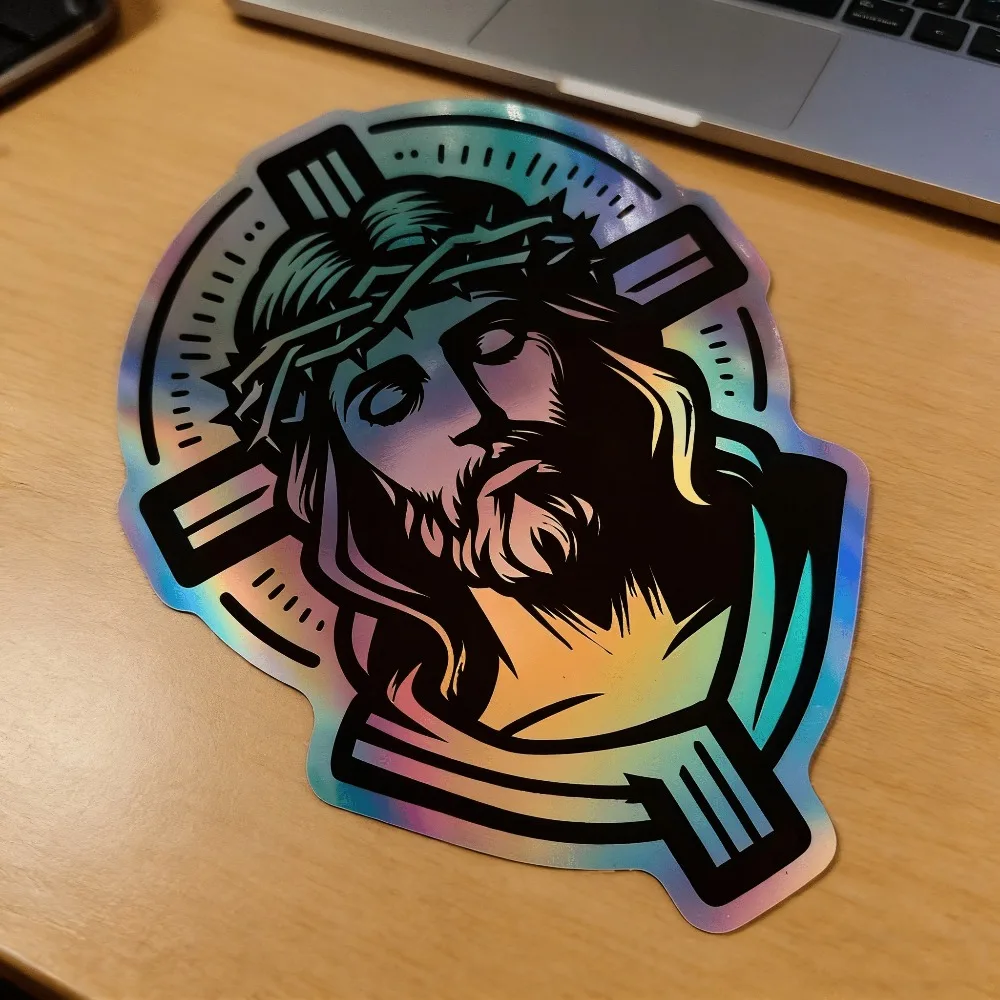 

Laser-Shimmer Jesus Cross Car Sticker Religious Faith Waterproof Decorative Decal Modification Sticker for Cars and Motorcycles