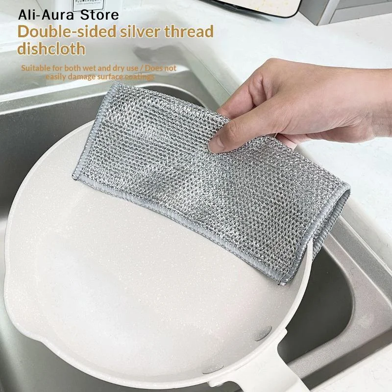 10Pcs Cloth Metal Wire Cleaning Kit Non Oley Mesh Suitable For Kitchen Stove Dish And Cookware Cleaning Kitchen Cloth