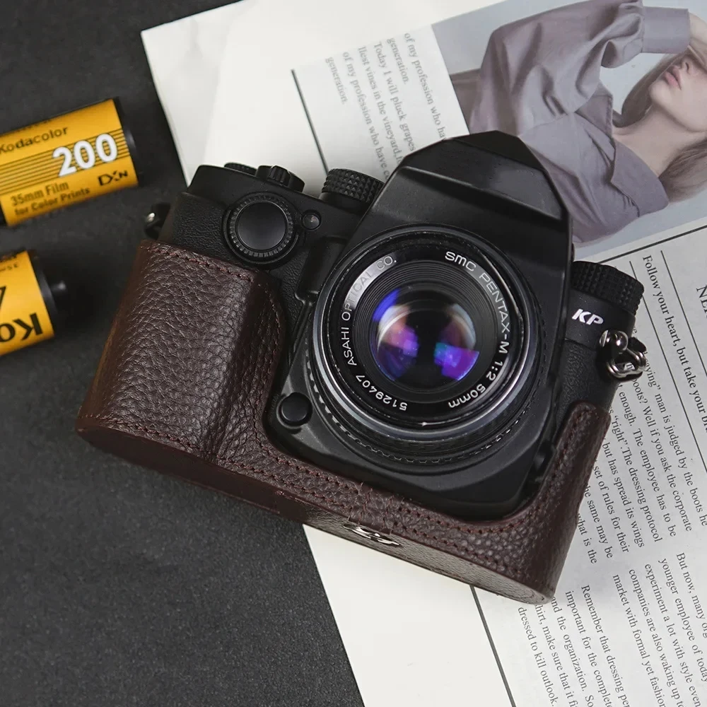 

For Pentax KP case Genuine Real Leather Half Camera Case Bag Cover 17/K1000/K2 Case Camera Bag Photography Accessories
