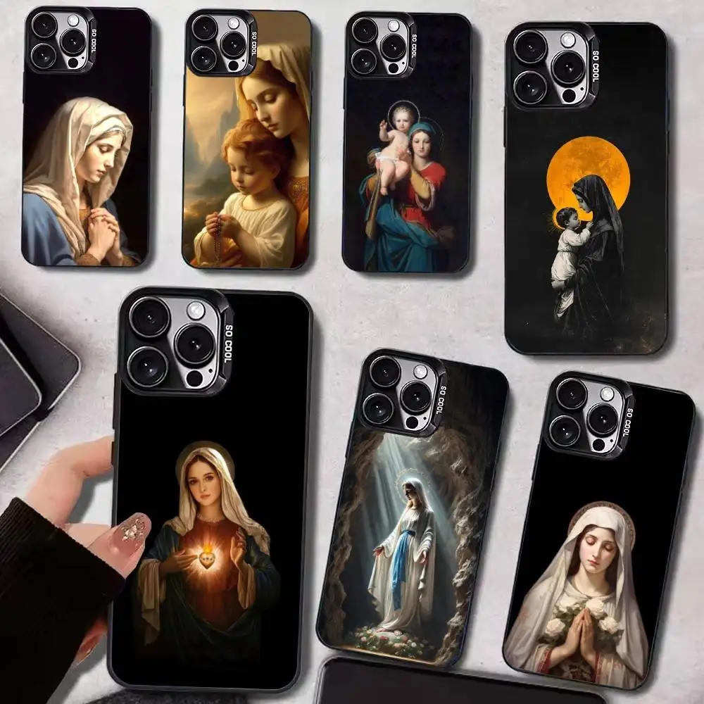 

Mother of God V-Virgen M-Mary Colorful Silver Back Phone Case For IPhone 17 16 15 14 13 12 11 Plus Pro Max Plus
