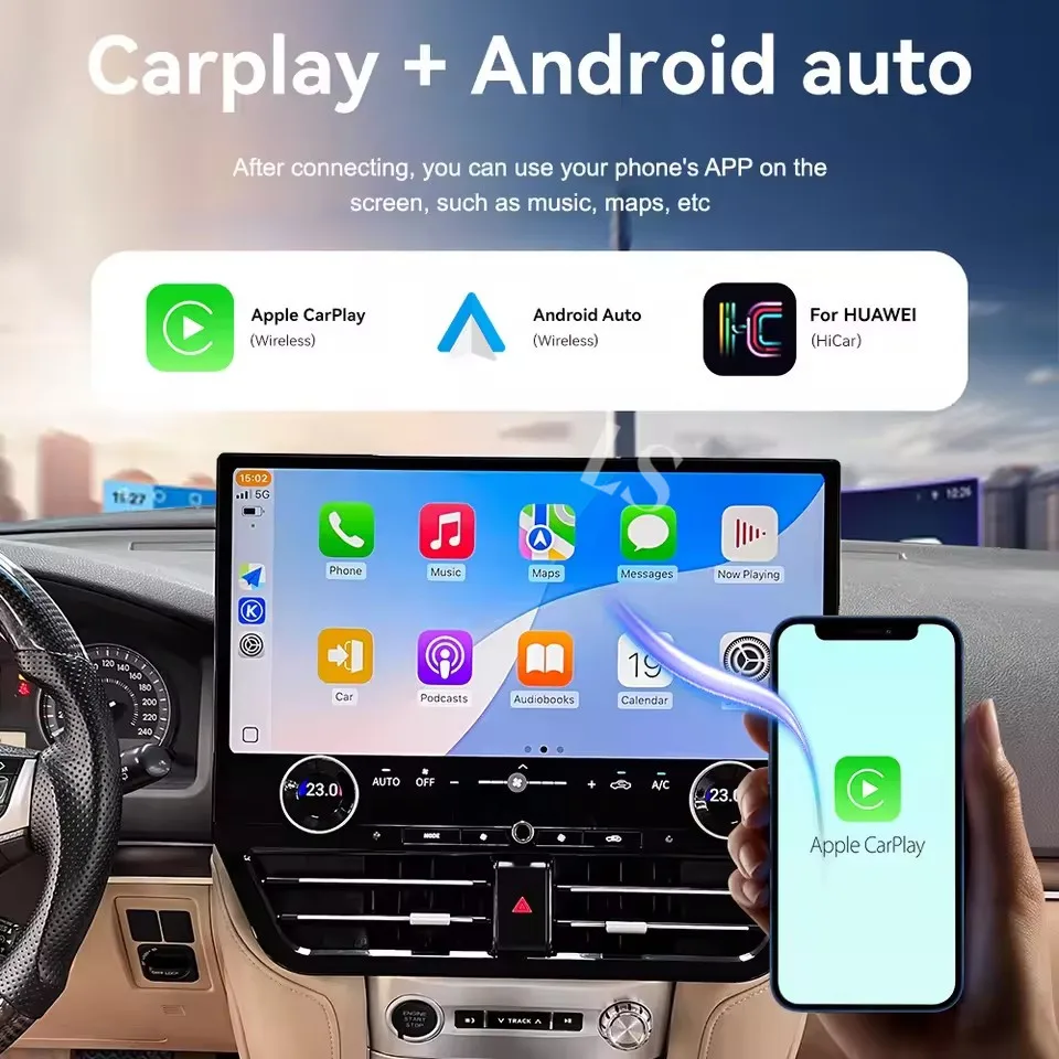 

19,8-дюймовое автомобильное радио на Android 13 для Toyota Land Cruiser LC200 2008-2021 с Carplay, GPS, мультимедийным плеером, головным устройством и Bluetooth