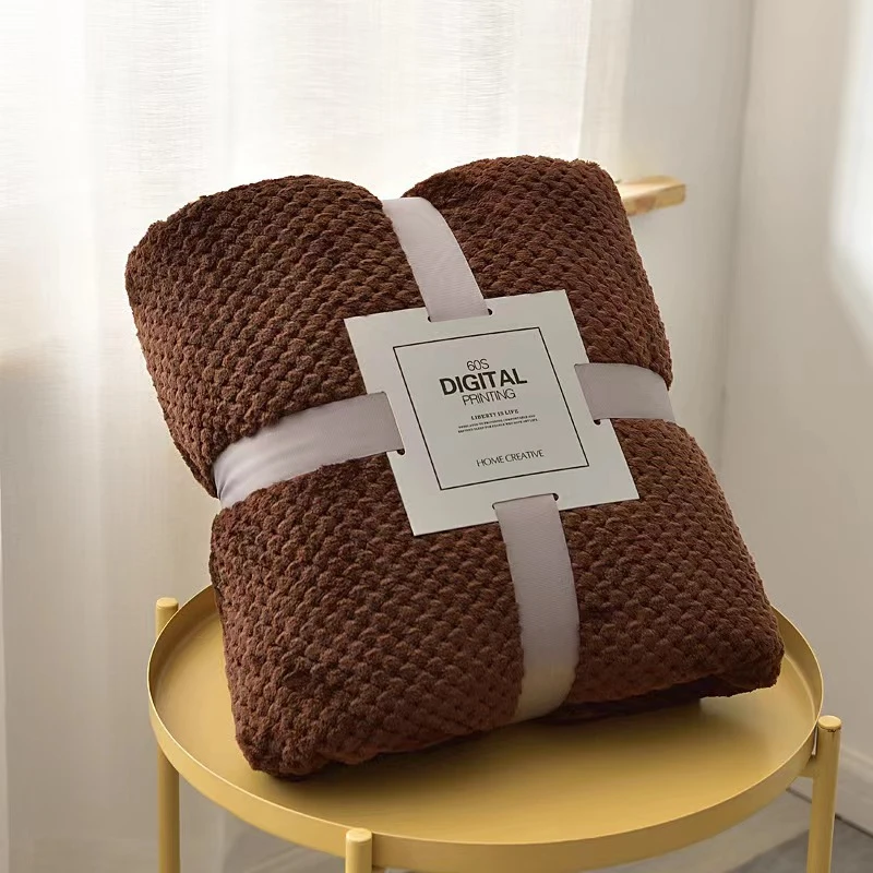 Coral Fleece Blanket Thick Waffle Plaid Flannel Throw Soft Warm Bedding For Sofa Couch Home Decor 4 sizse