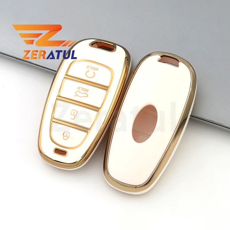 4 Buttons TPU Auto Shell Fob Case Keychain for Hyundai Santa Fe Tucson 2022 NEXO NX4 Atos Solaris Prime 2021 Car Key Cover