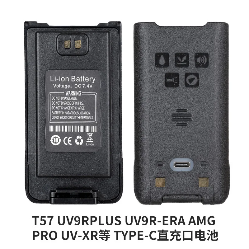 Baofeng UV-9R Pro UV9R Plus Li-ion Battery Support Type-C/USB Charge for Baofeng UV-9R Plus Pro UV-XR Portable Walkie Talkie