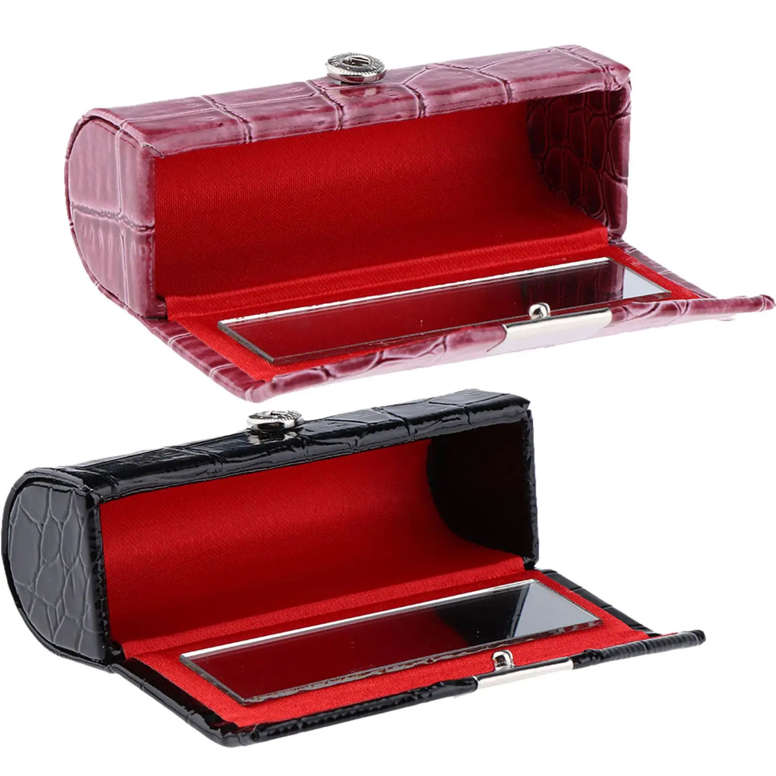 2 Piece Ladies Lipstick Case with Mirror Cosmetic Storage Boxes