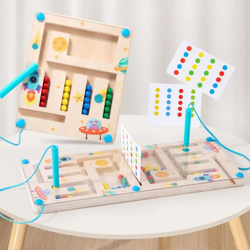 Juego de cuentas de cuatro colores, juegos de mesa apilables, juguetes de cuentas de madera de 4 colores, juguetes educativos, juego de rompecabezas de clasificación para niños