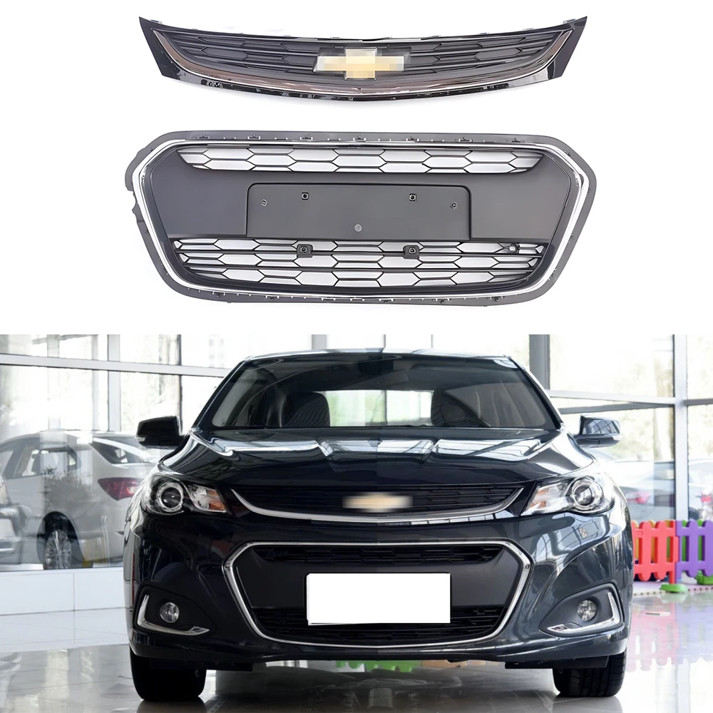 

For Chevrolet Malibu 2016-2018 Racing Grills Decoration Car Front Grid Racing Grills ABS Black Bumper Grille Auto Parts