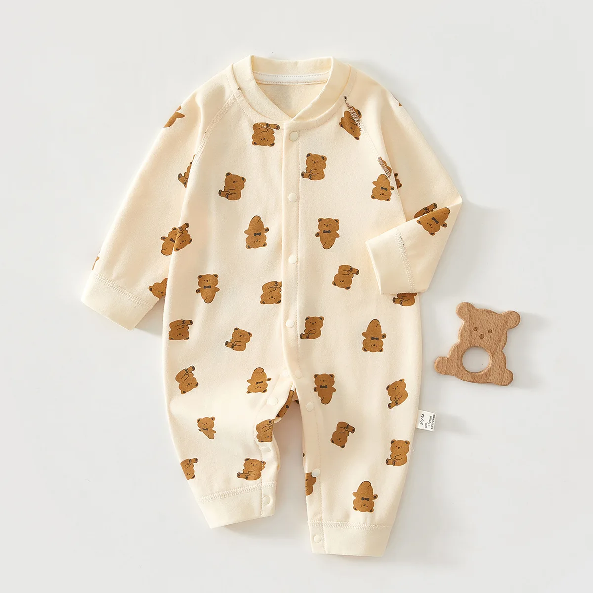AYNIGIELL 0-18Months Spring Autumn Baby Jumpsuits Cartoon Bear Baby Girl Jumpsuit Pure Cotton High-quality Male Baby Pajamas
