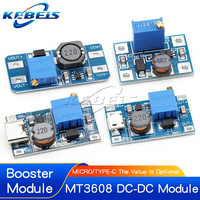 MT3608 DC-DC Adjustable Boost Module 2A Boost Plate Step Up Module TYPE-C MICRO USB 2V-24V to 5V 9V 12V 28V