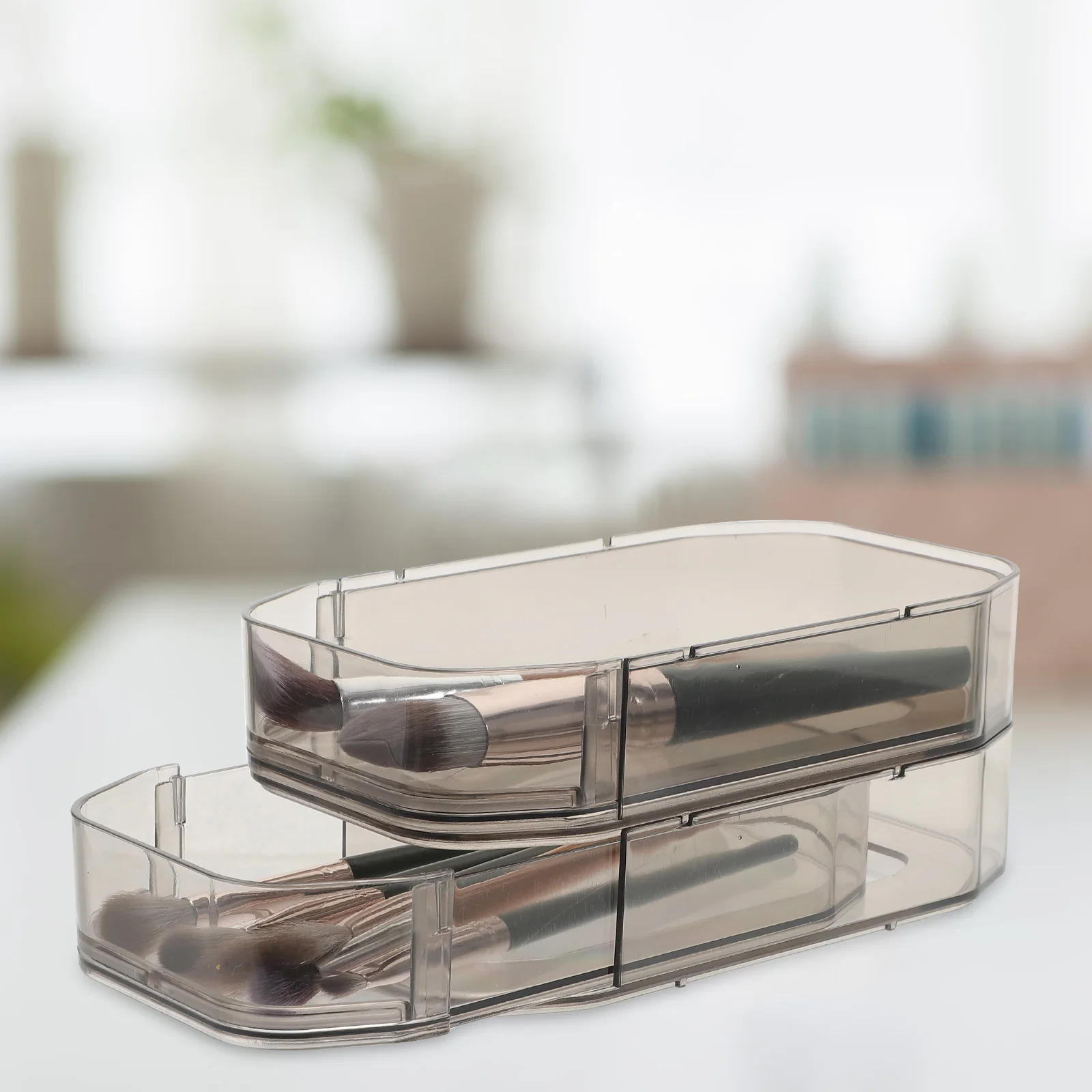 Multi-Function Drawer Style Storage Box Desktop Organizer For Cosmetics Makeup Brushes Stationery Sundry Stackable Light