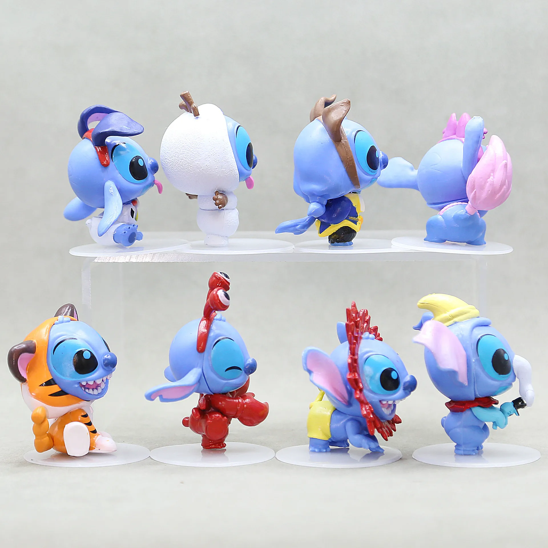 2025  8pcs/set Figur Model Mainan Stitch Perayaan Ulang Tahun ke-100 7.5cm